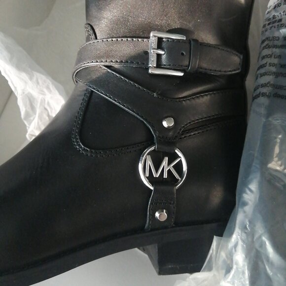 ✨New! Michael Michael Kors Womens Preston Leather Riding Boots Black. NEW. - Picture 3 of 11